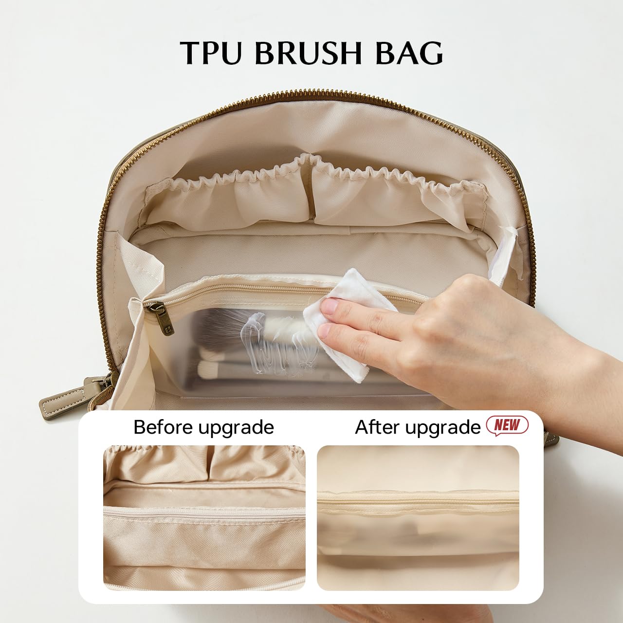 Eachy brush compartment with clear TPU panel for visibility