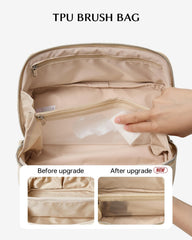 Eachy inner pockets and clear TPU brush pocket keep brushes tidy