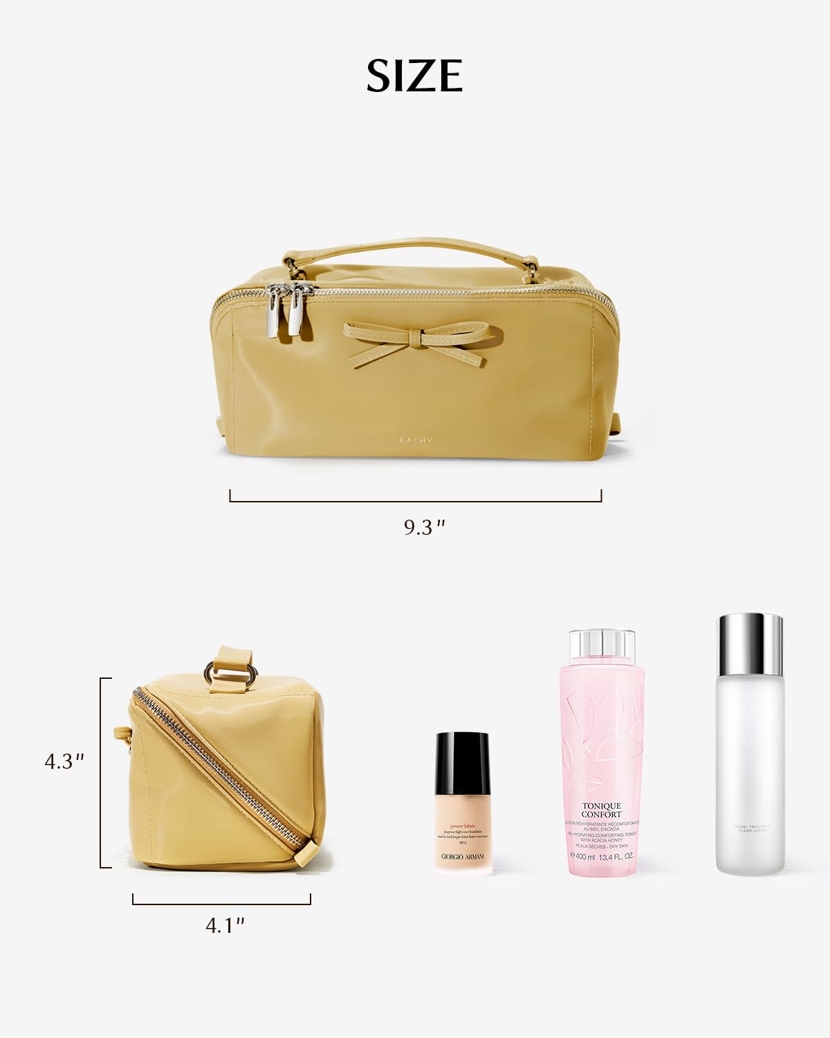EACHY makeup bag clear brush compartment keeps tools visible and tidy