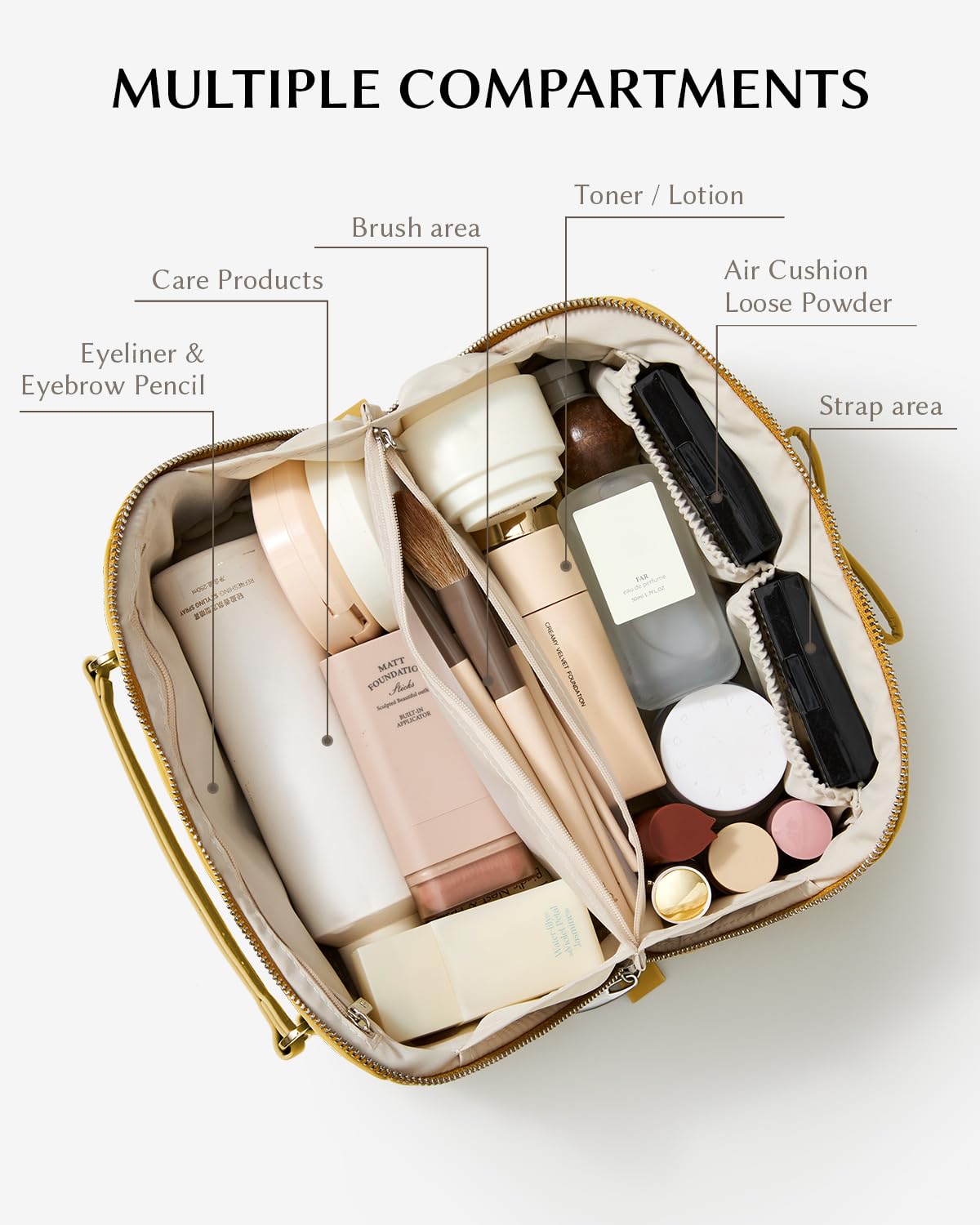 EACHY makeup bag flat-open design for quick access to cosmetics