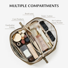 Eachy makeup bag interior with divider for neat separation
