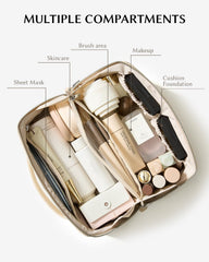 EACHY makeup bag smart compartments keep brushes and lipsticks neatly organized.