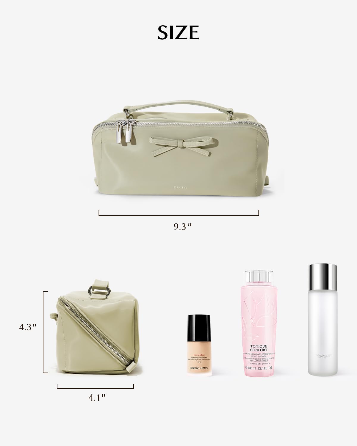 EACHY spacious inside with inner pockets supports organized cosmetic storage on the go.