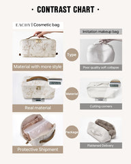 EACHY travel makeup bag beige clear TPU brush compartment keeps tools visible