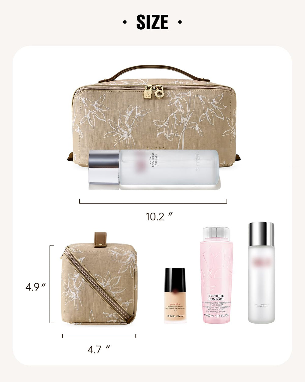 EACHY travel makeup bag brown pattern adds stylish storage on the go