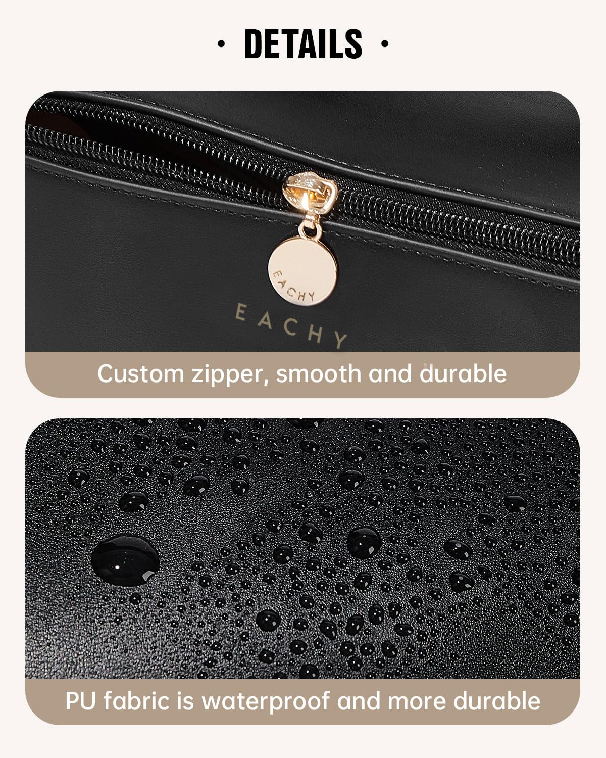 EACHY travel makeup bag divider setup helps separate items efficiently.