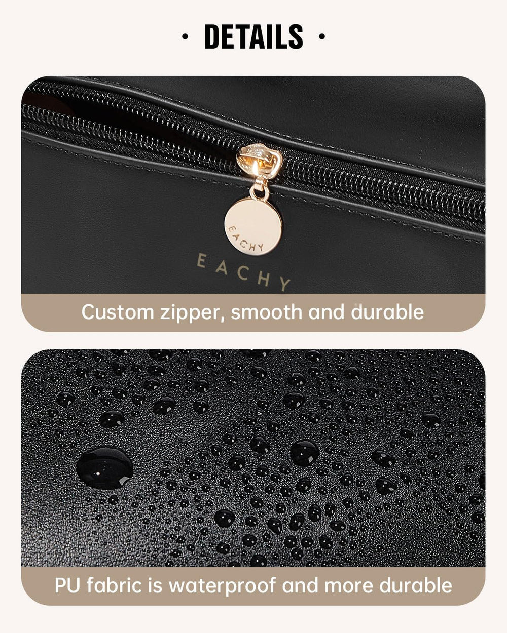EACHY travel makeup bag divider setup helps separate items efficiently.
