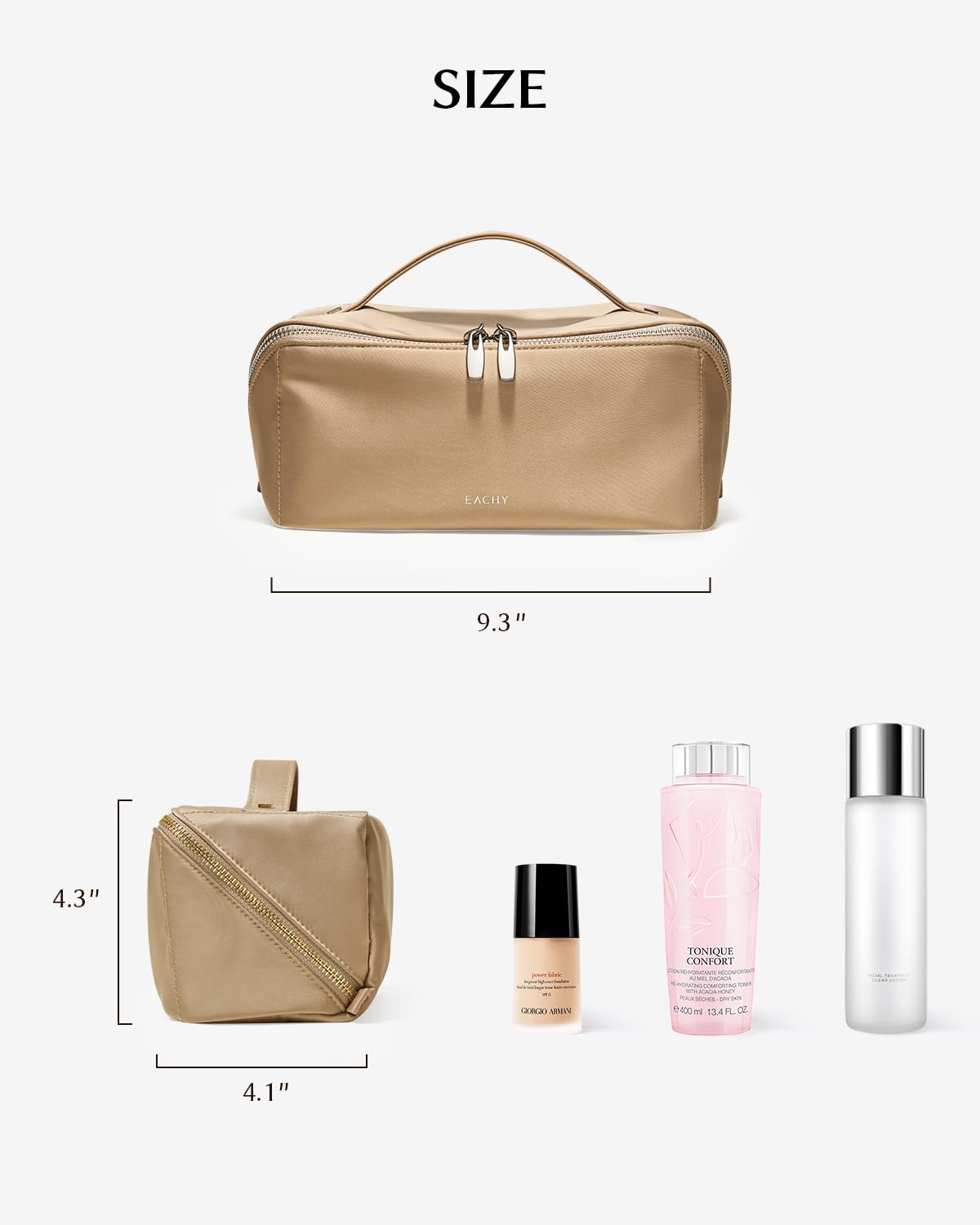 Eachy Travel Makeup Bag in-use during vacation shows compact organization and accessibility.
