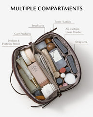 EACHY makeup bag inner pockets keep cosmetics neatly organized during travel