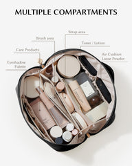 EACHY Travel Makeup Bag inner pockets keep cosmetics neatly organized and easy to find.