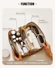 EACHY Travel Makeup Bag interior with inner pockets for organized cosmetics