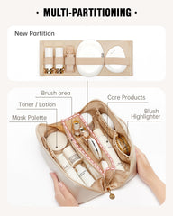 EACHY bag interior with pockets keeps makeup organized and visible