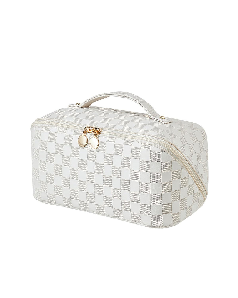 Eachy LD White travel makeup bag open-view for quick, organized access