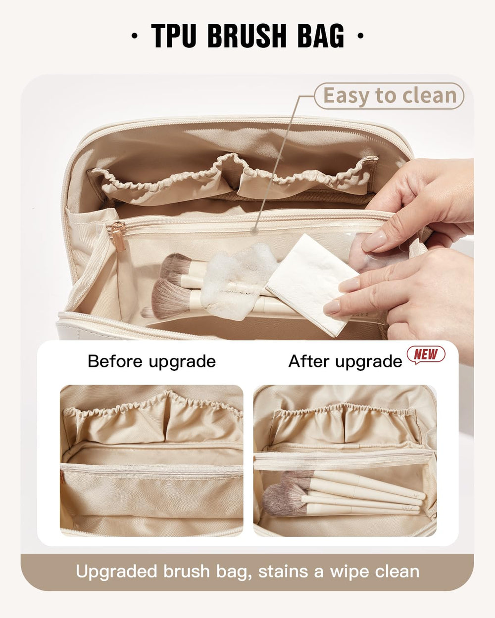 Eachy LD White waterproof PU leather exterior protects items during travel
