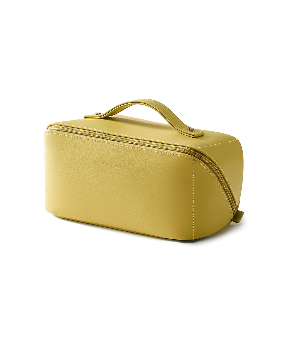 Eachy travel makeup bag open flat shows organized compartments for easy access on the go.