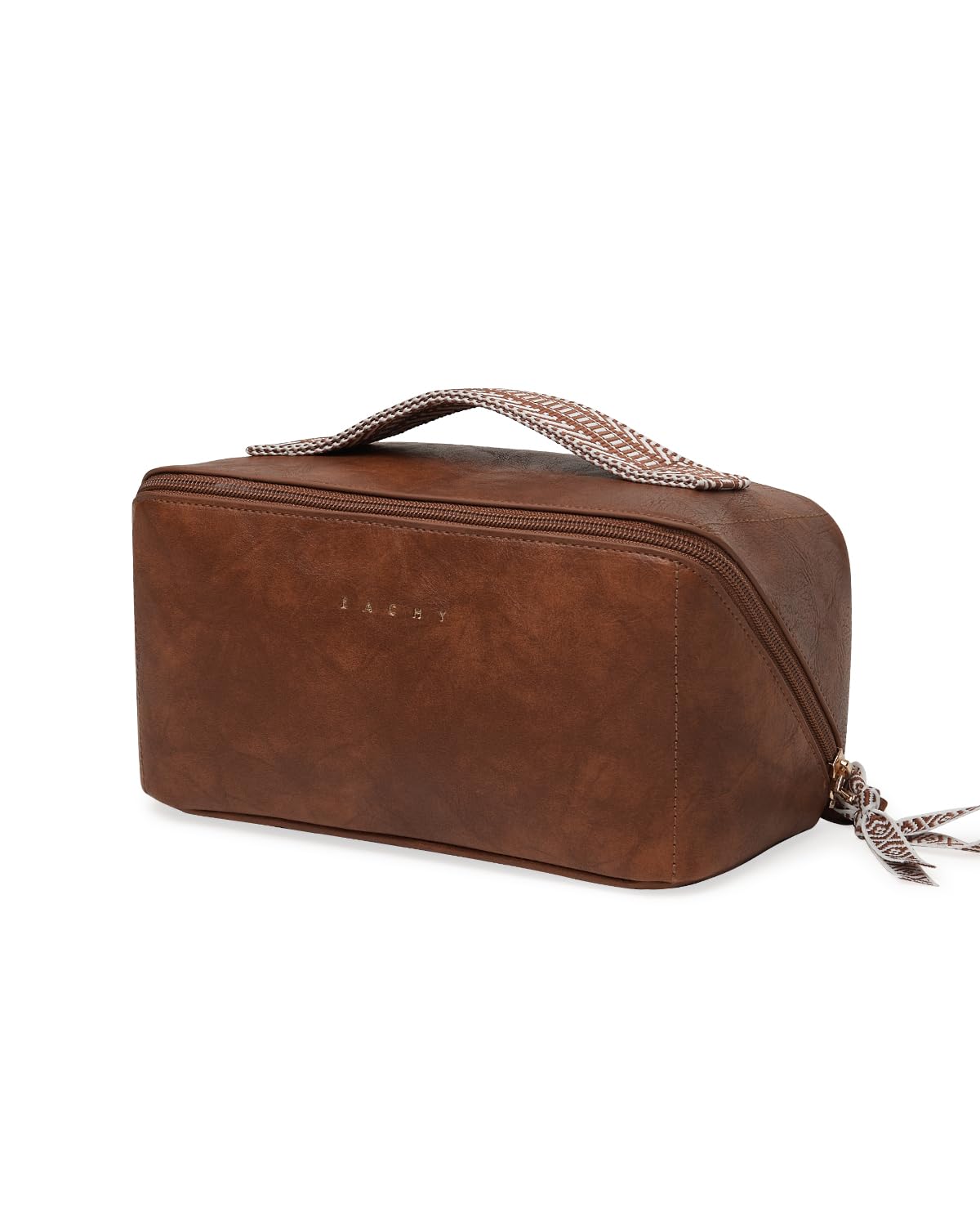 EACHY travel makeup bag opens flat for easy access to cosmetics on the go.