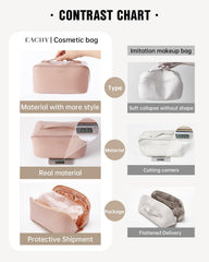 EACHY travel makeup bag pink inner pocket keeps small items sorted