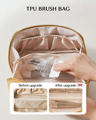 Eachy travel makeup bag side-view highlighting spacious capacity for travel essentials