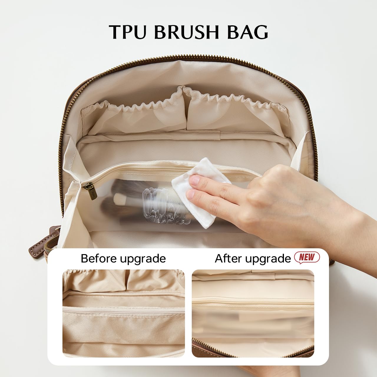 EACHY Travel Makeup Bag interior offers spacious storage for cosmetics