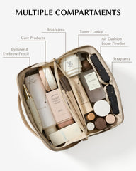 Eachy Travel Makeup Bag wide opening design for full visibility during travel.