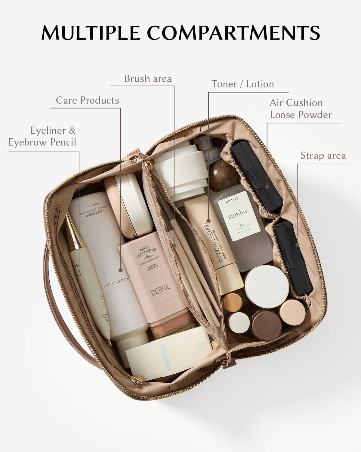 Eachy travel bag opened flat with a wide opening for quick on-the-go access.