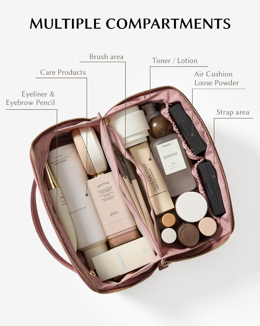 EACHY Travel Makeup Bag wide-opening enables easy access and full visibility.