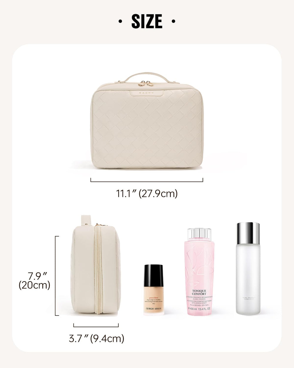 EACHY Travel Toiletry Bag Elastic bands keep contents secure during transit.