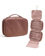 Eachy travel toiletry bag front view pink highlights organized storage for travel