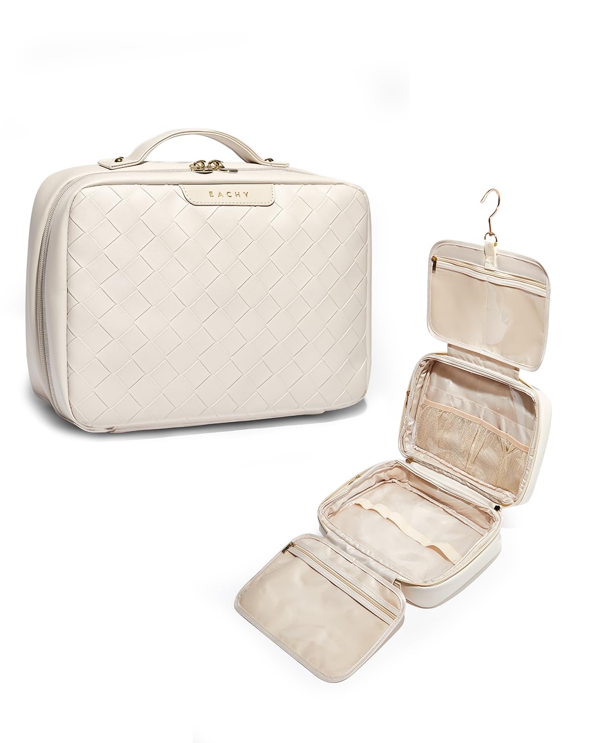 EACHY Travel Toiletry Bag with Hanging Hook enables effortless on-hook access during travel.