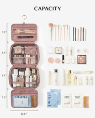 Eachy travel toiletry bag interior with multiple compartments keeps items upright