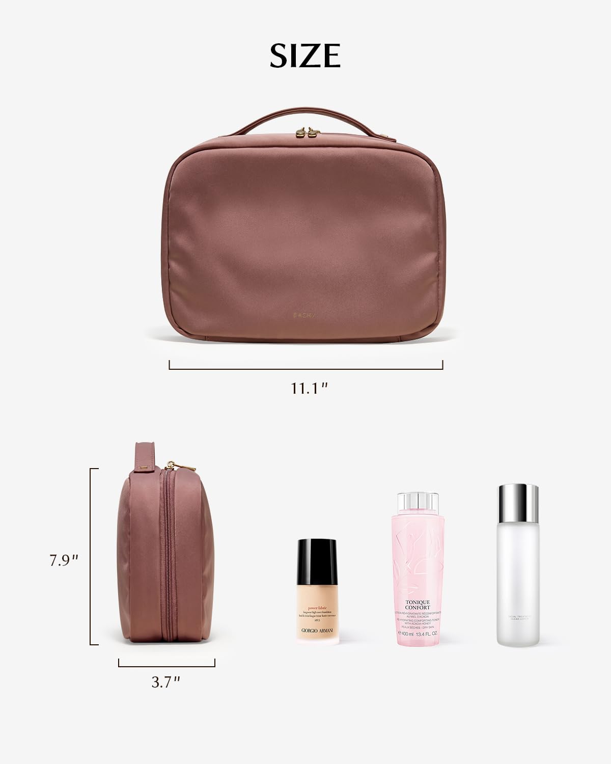 Eachy travel toiletry bag water-resistant fabric is easy to wipe clean
