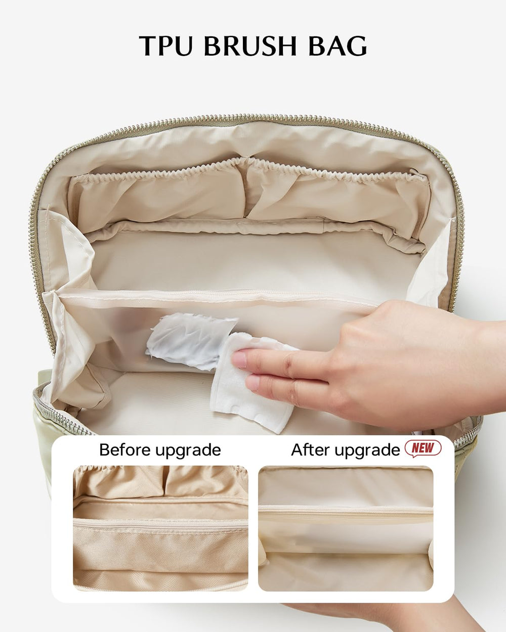 EACHY waterproof PU material close-up highlights durable protection against spills during travel.
