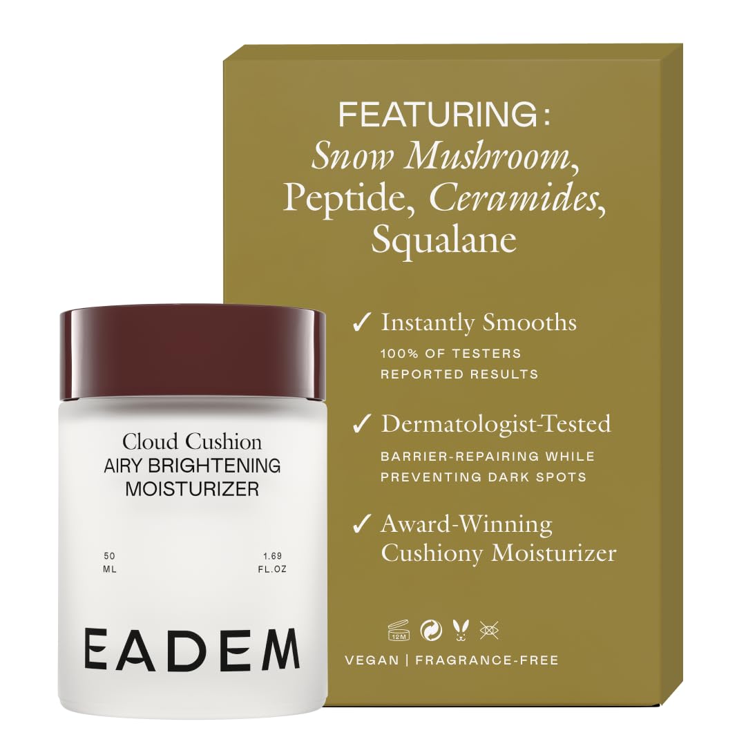 EADEM Cloud Cushion bottle closeup highlighting deep hydration for barrier support