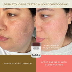 EADEM Cloud Cushion ingredient focus closeup on ceramides and peptides