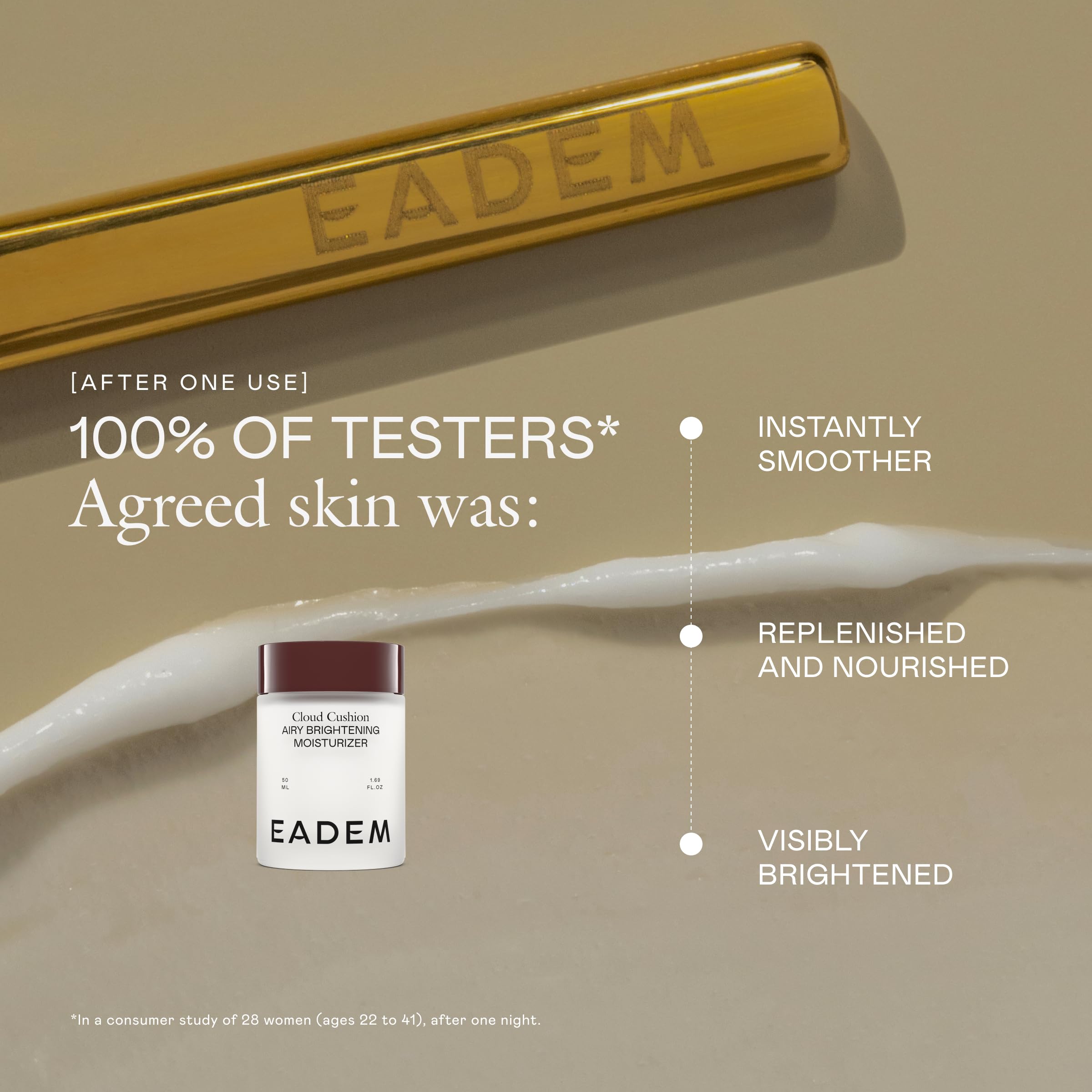 EADEM Cloud Cushion with niacinamide portrait showing pore-minimizing benefits