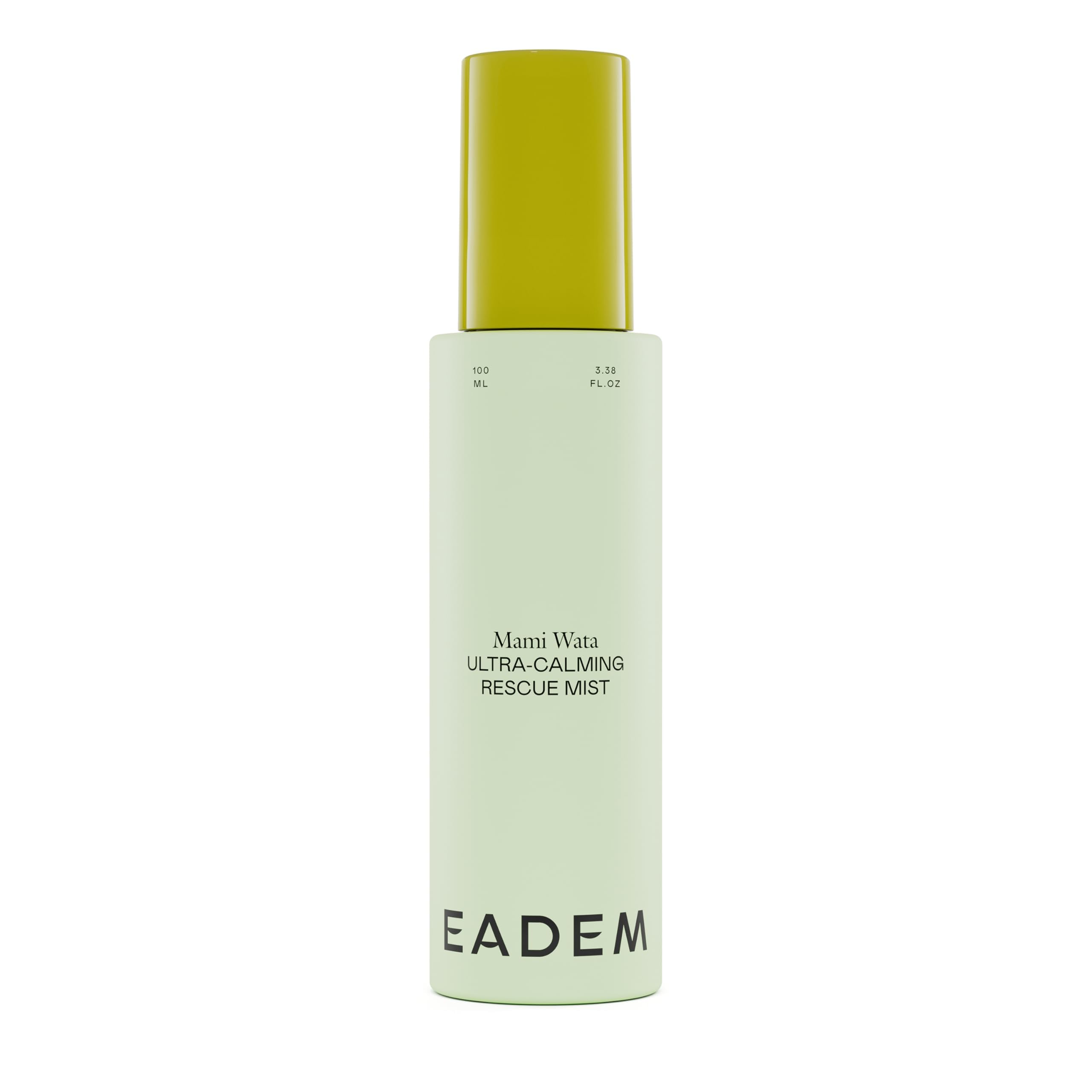 EADEM Mami-Wata bottle closeup showing a soothing hydrating mist for daily calm.