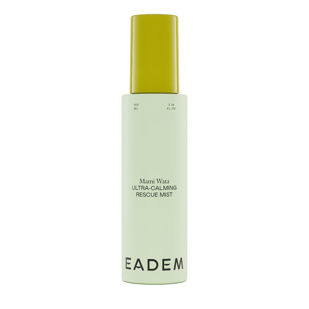 EADEM Mami-Wata bottle closeup showing a soothing hydrating mist for daily calm.