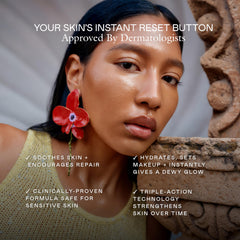 EADEM Mami-Wata mist application demonstrates quick, featherlight hydration during a busy day.