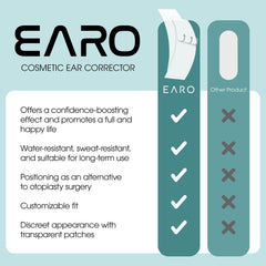 Earo clear adhesive delivers a discreet attachment blending with your ears.