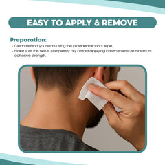 Earo ear corrector patches in discreet application for non-surgical ear shaping.
