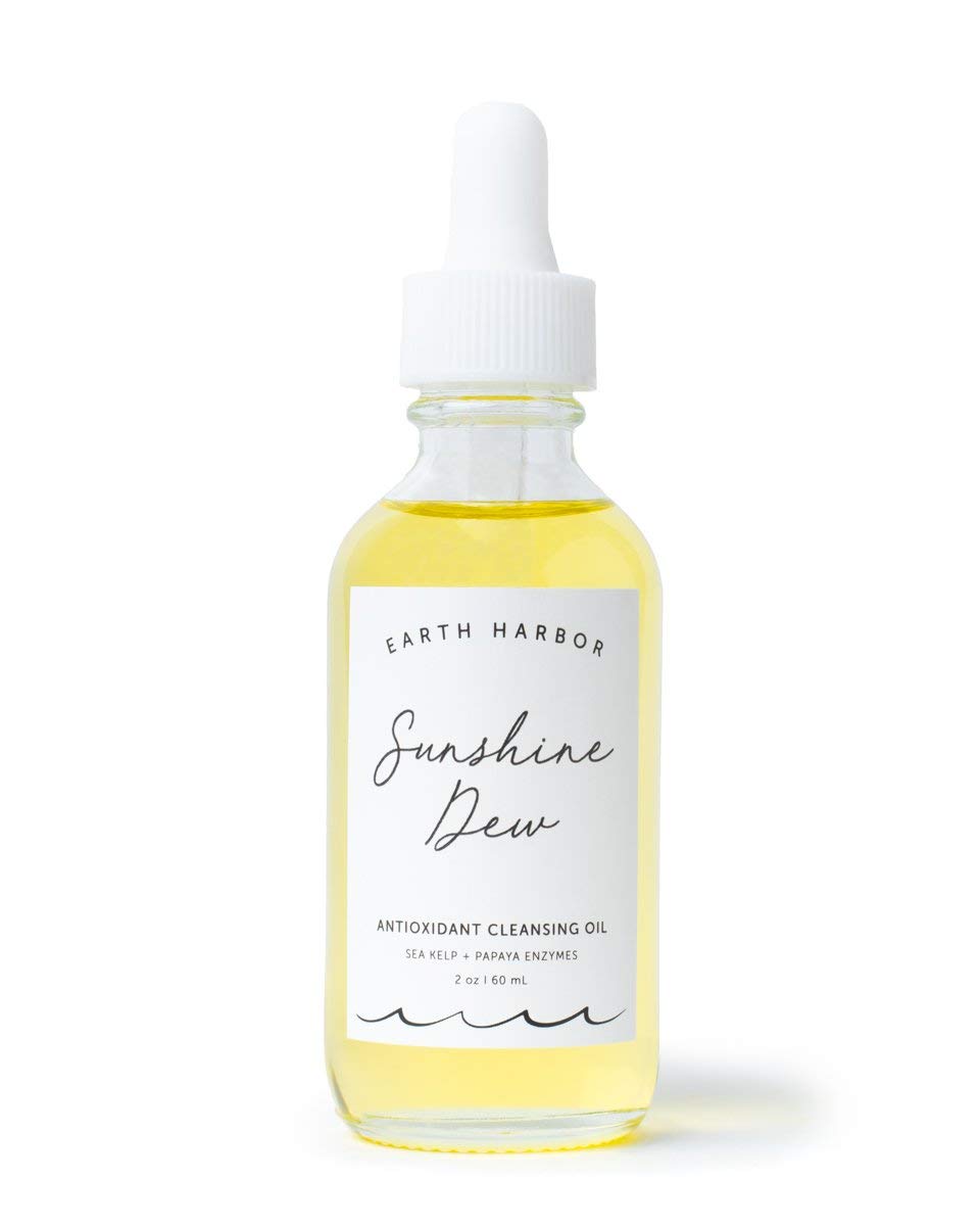 Earth Harbor Sunshine Dew bottle pump for easy makeup removal and clean skin.