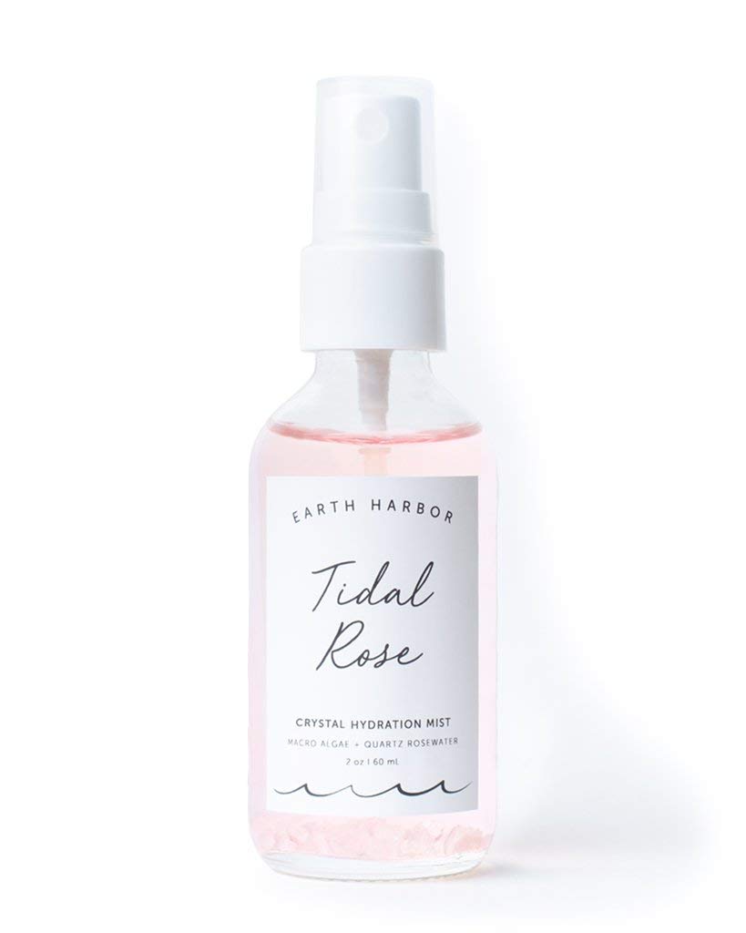 Earth Harbor Tidal Rose toner bottle closeup showing soothing, hydrating access