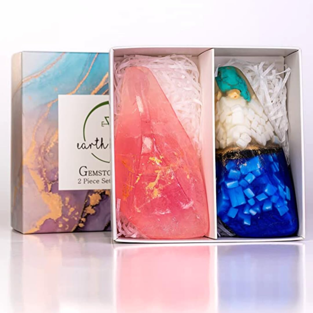 Earth & Home rock soap blue with turquoise inside offers decorative display and crystal keepsake.