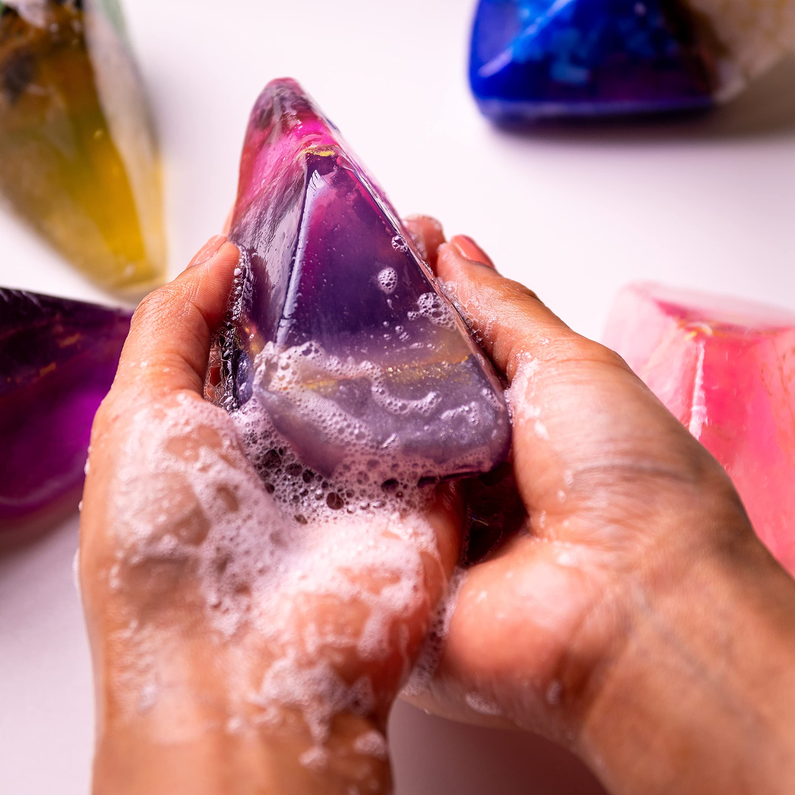 Earth & Home rock soap uses glycerin and olive oil for cleansing.