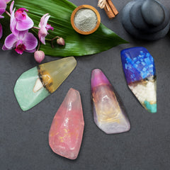 Earth & Home rock soap sandalwood & jasmine scent enhances bath ritual.