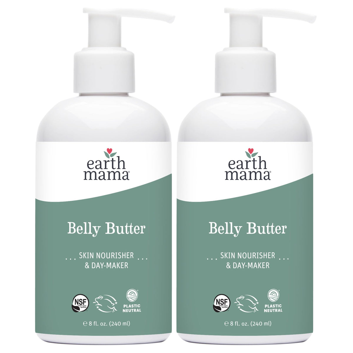 Earth Mama Belly Butter bottle front highlights fragrance-free, pregnancy-safe hydration
