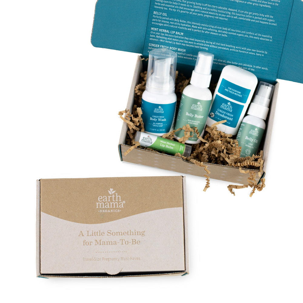 Earth Mama deodorant travel-size shown for on-the-go pregnancy hygiene.
