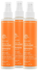 Earth Science fragrance-free almond-aloe moisturizer 3-pack bottles offering lightweight daily hydration.