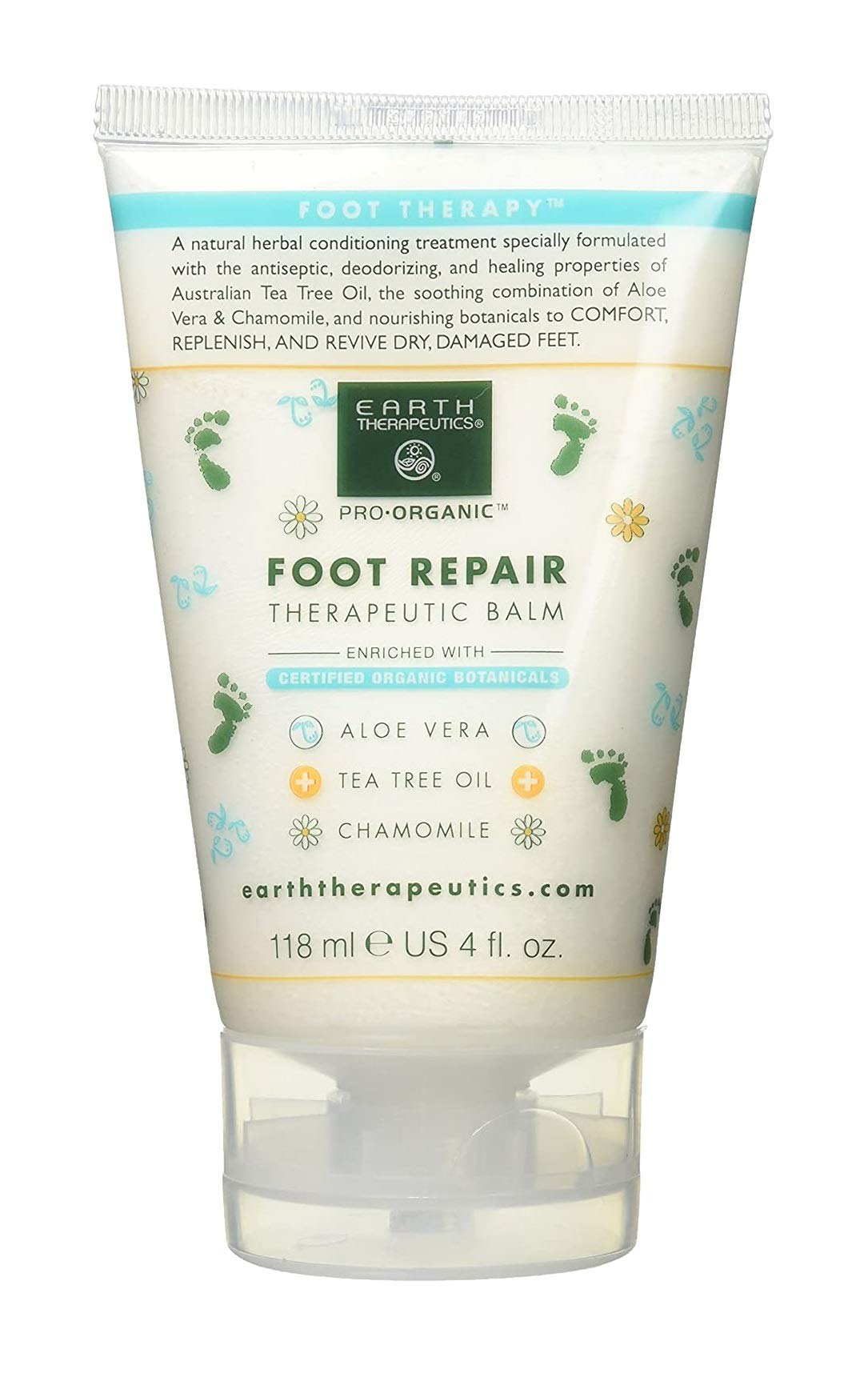 Earth Therapeutics Foot Repair Balm bottle shown for soothing dry feet and hydration
