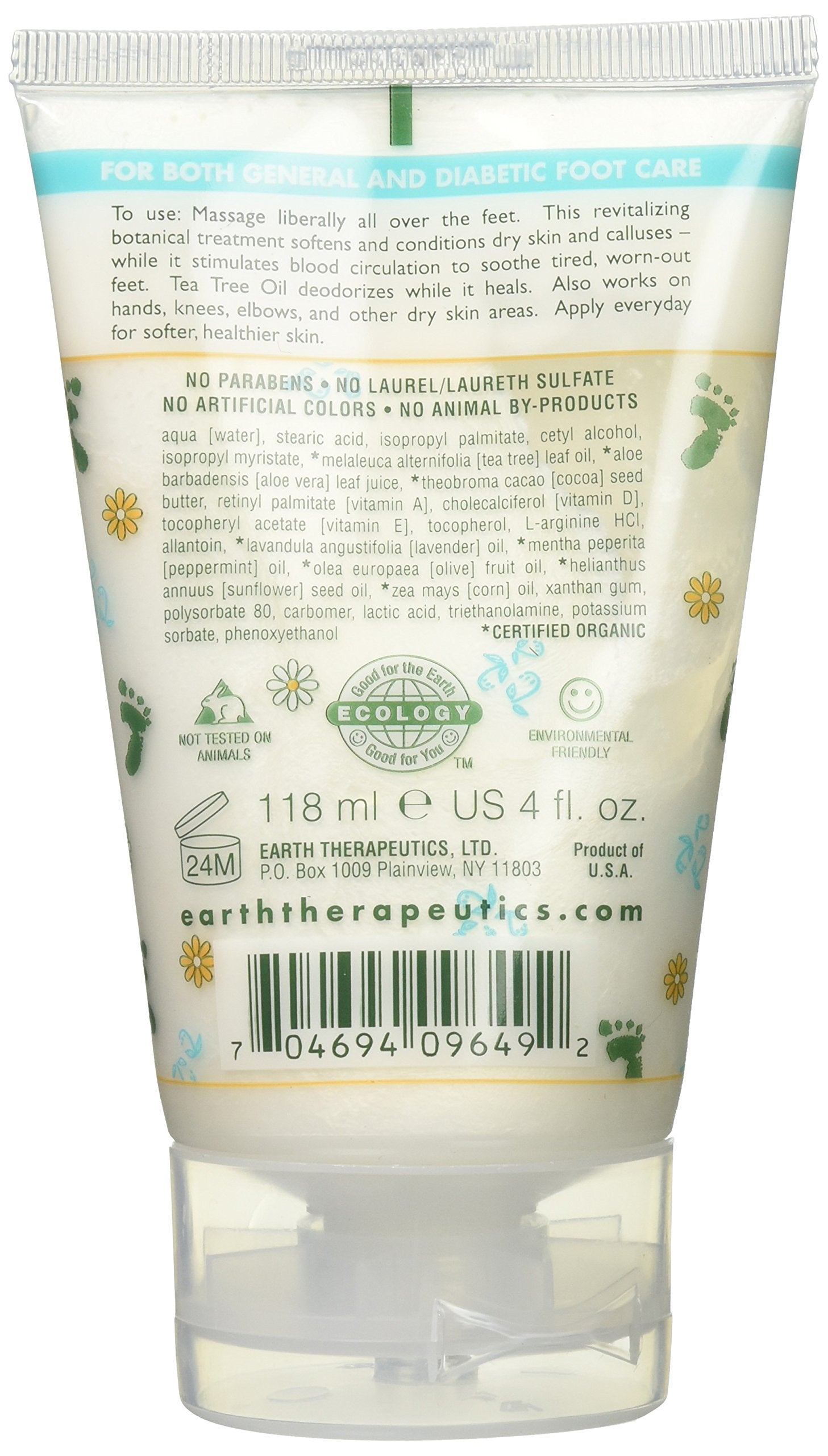 Earth Therapeutics Foot Repair Balm ingredients with aloe vera and chamomile for soothing relief